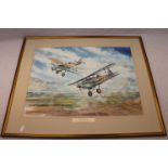 A Framed Watercolour Titled "The Middlesex Demons" Hawker Demons No.604 (County Of Middlesex)