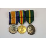 A World War One / WW1 Miniature Medal Trio To Include The British War Medal, The Victory Medal And