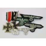 A Small Collection Of Reproduction World War Two / WW2 German Third Reich Cap Badges, Cloth