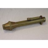 A Vintage Brass Morse Code Marine / Naval Signalling Torch Light Flashlight With Blue Glass Lense.