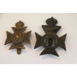 Two Kings Crown Cap Badges To Include The Buckinghamshire Regiment And The 16th County Of London
