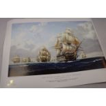 An HMS Victory Limited Edition Print Titled "HMS Victory Leading The Line", Limited To 1805 Copies