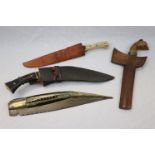 A Collection Of Four Vintage Knives To Include A Navaja, A Kukri, A Pech And A Kris.