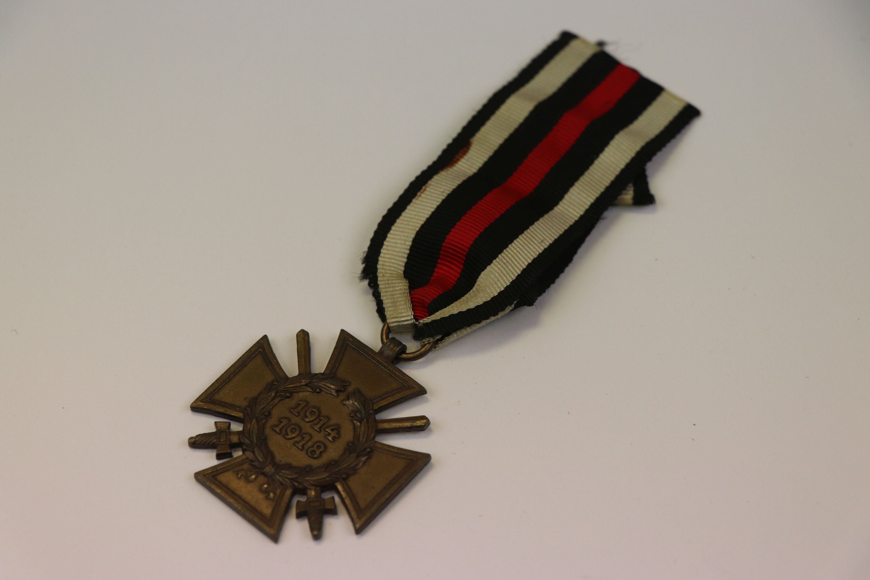 A Full Size World War One / WW1 German Honour Cross With Swords, Complete With Original Ribbon,