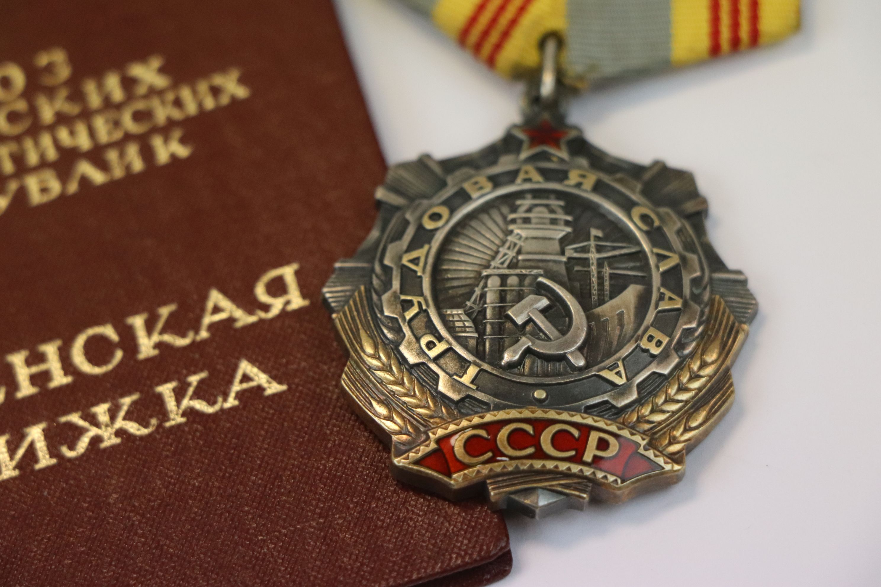 A Full Size Russian / Soviet Order Of Labour Glory Medal, Class 3, In White Metal With Enamel - Image 4 of 6