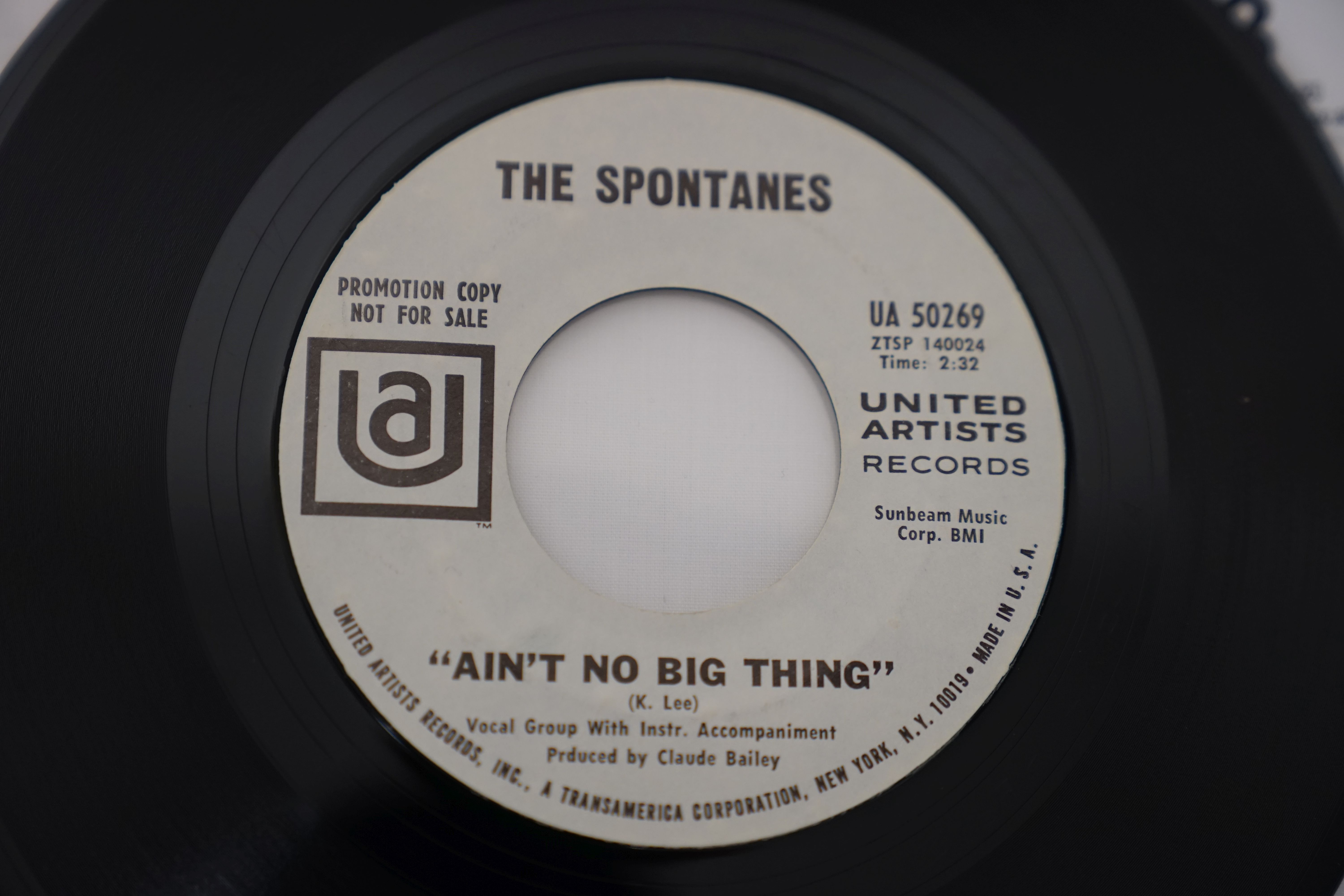 Vinyl - The Spontanes - Ain't No Bout Thing / Where Did I Go Wrong (United Artists Records UA - Image 3 of 5