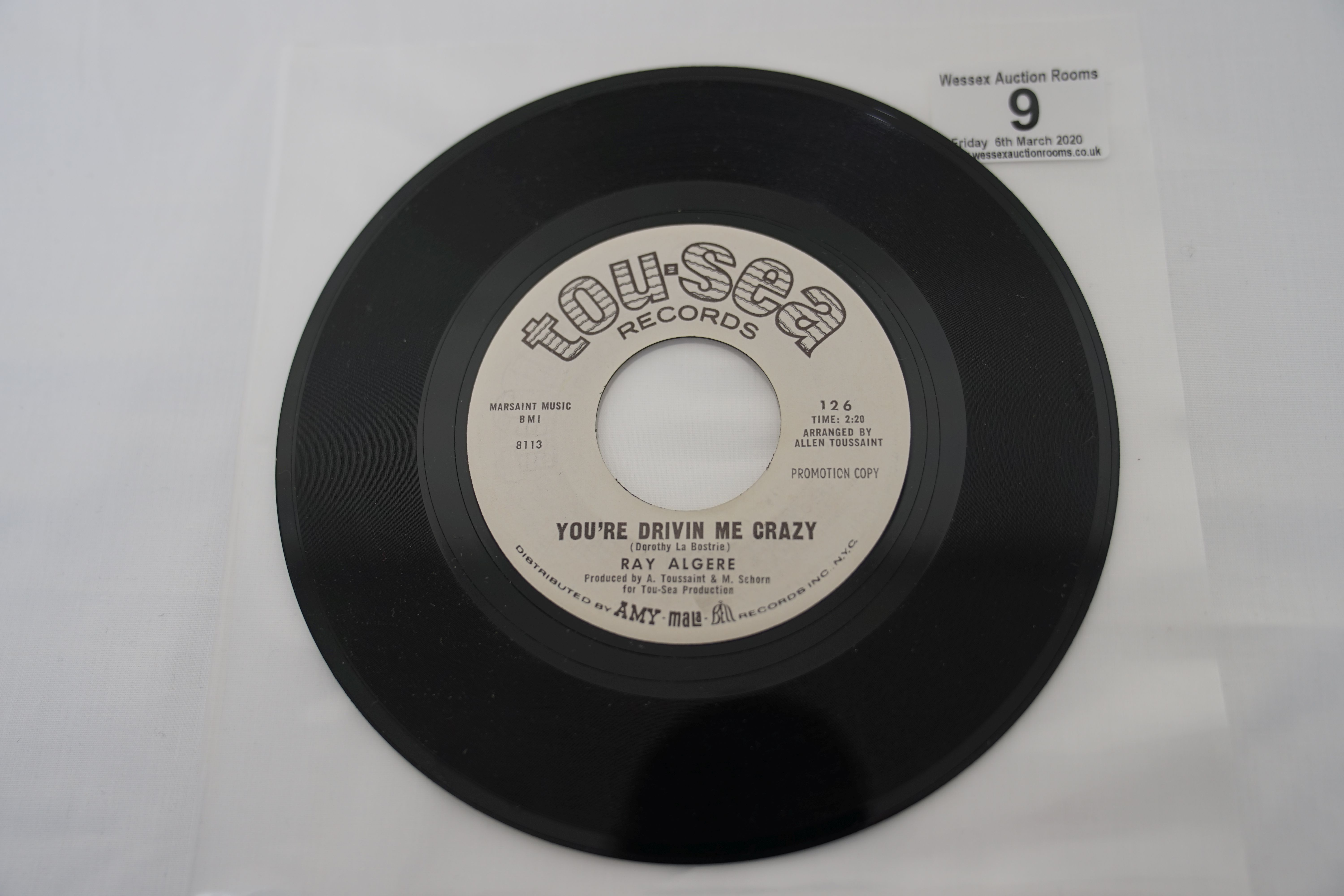 Vinyl - 2 rare original US 1st pressing promo Northern Soul copies on the Tou-Sea label, Ray - Image 4 of 10