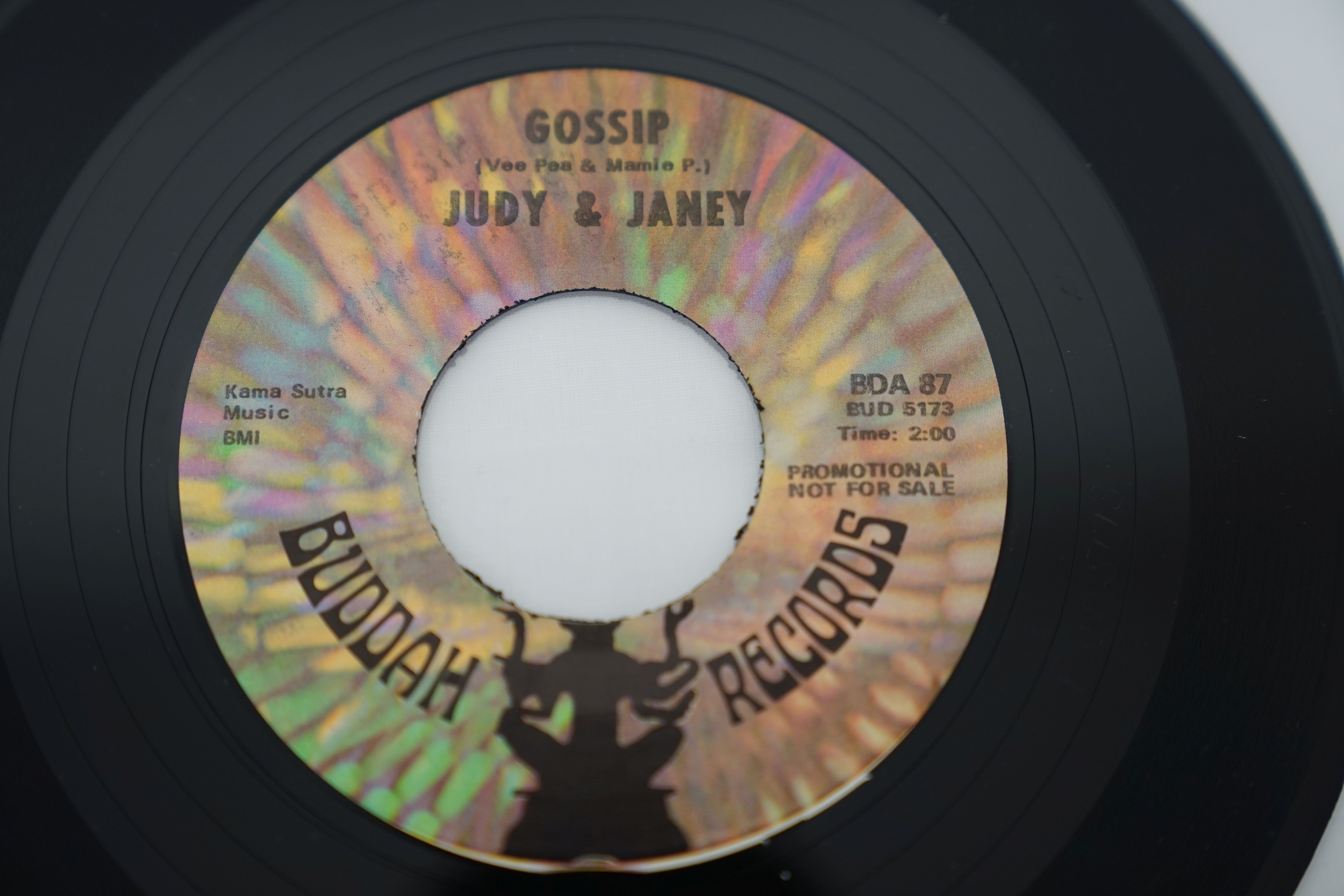 Vinyl - Judy & Janey - Gossip (Buddha Records BDA 87 Promo) NM archive. Another mystery and - Image 3 of 5