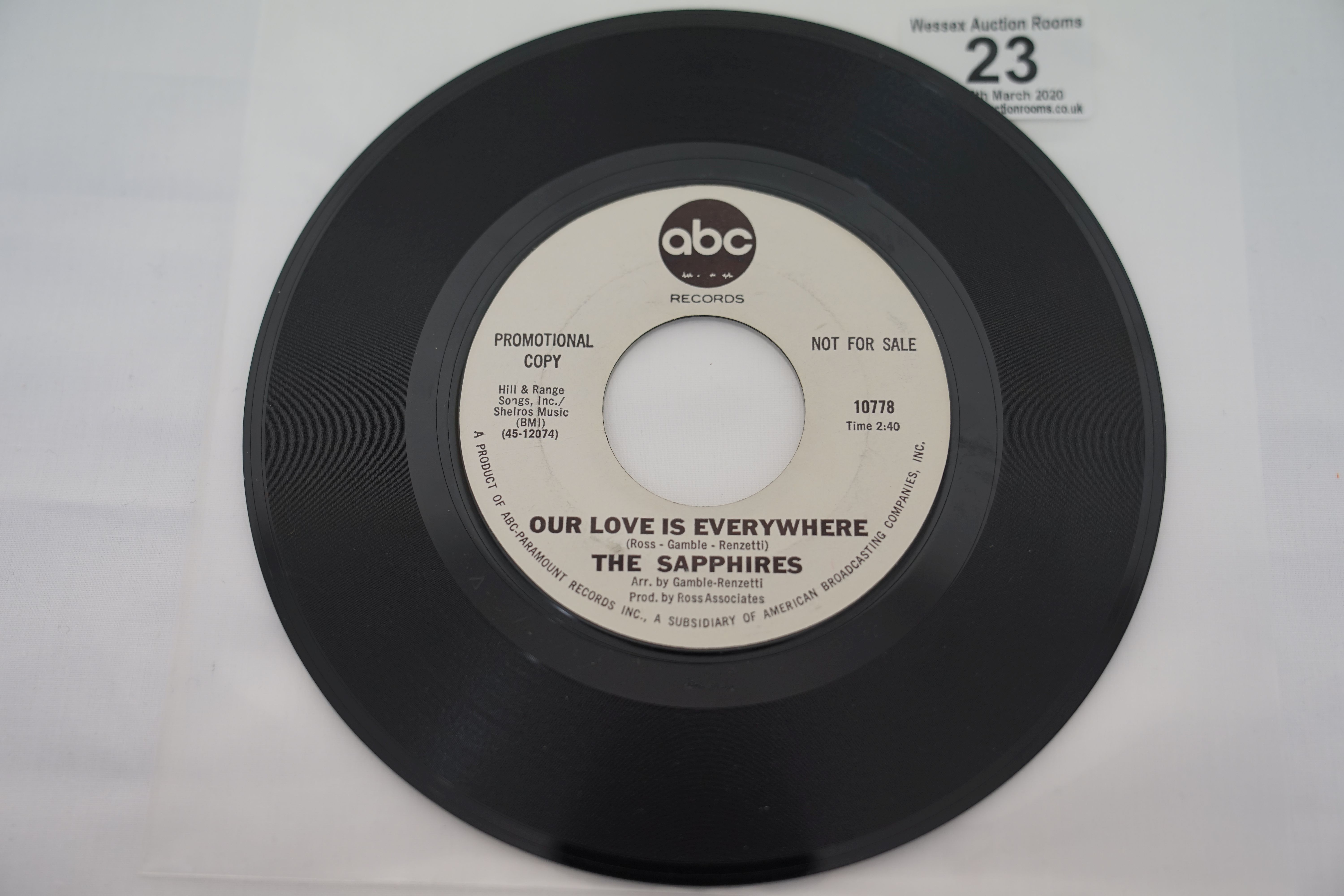 Vinyl - The Sapphires - The Slow Fizz / Our Love Is Everywhere (ABC Records 10778 Promo) NM archive. - Image 4 of 5
