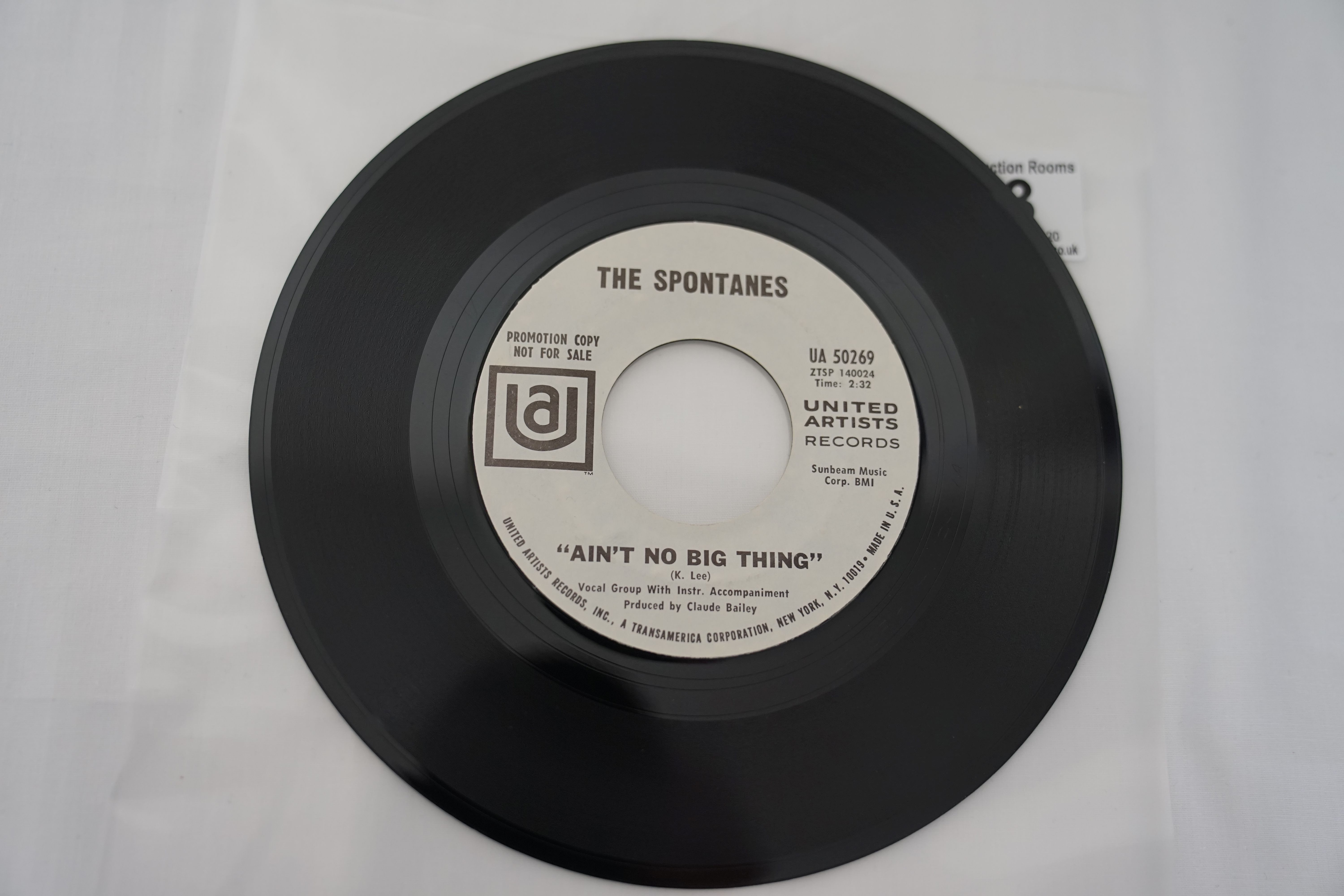 Vinyl - The Spontanes - Ain't No Bout Thing / Where Did I Go Wrong (United Artists Records UA - Image 2 of 5