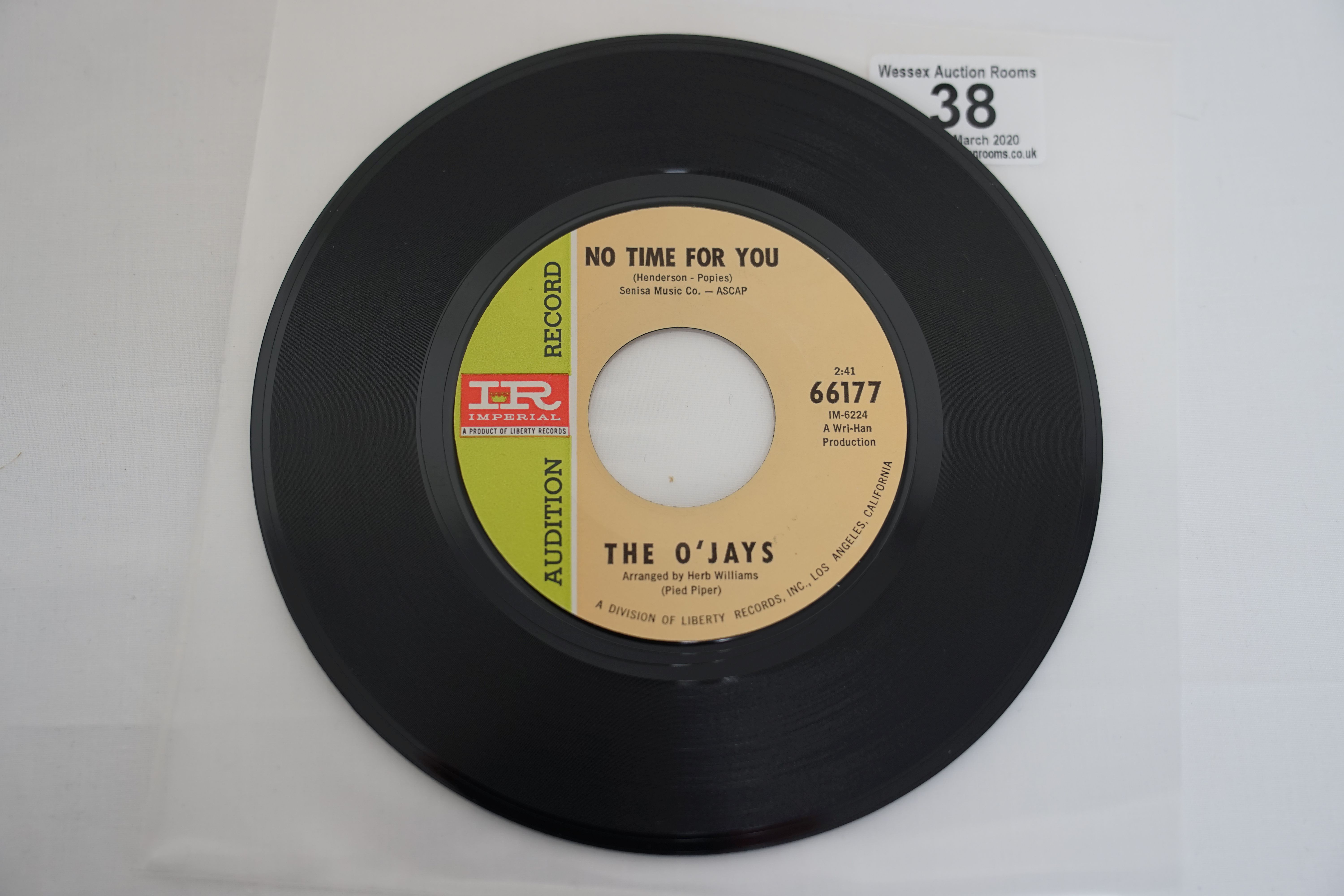 Vinyl - The O'jays - 2 Rare original US 1st pressings Northern Soul Promos on Imperial Records. No - Image 2 of 10