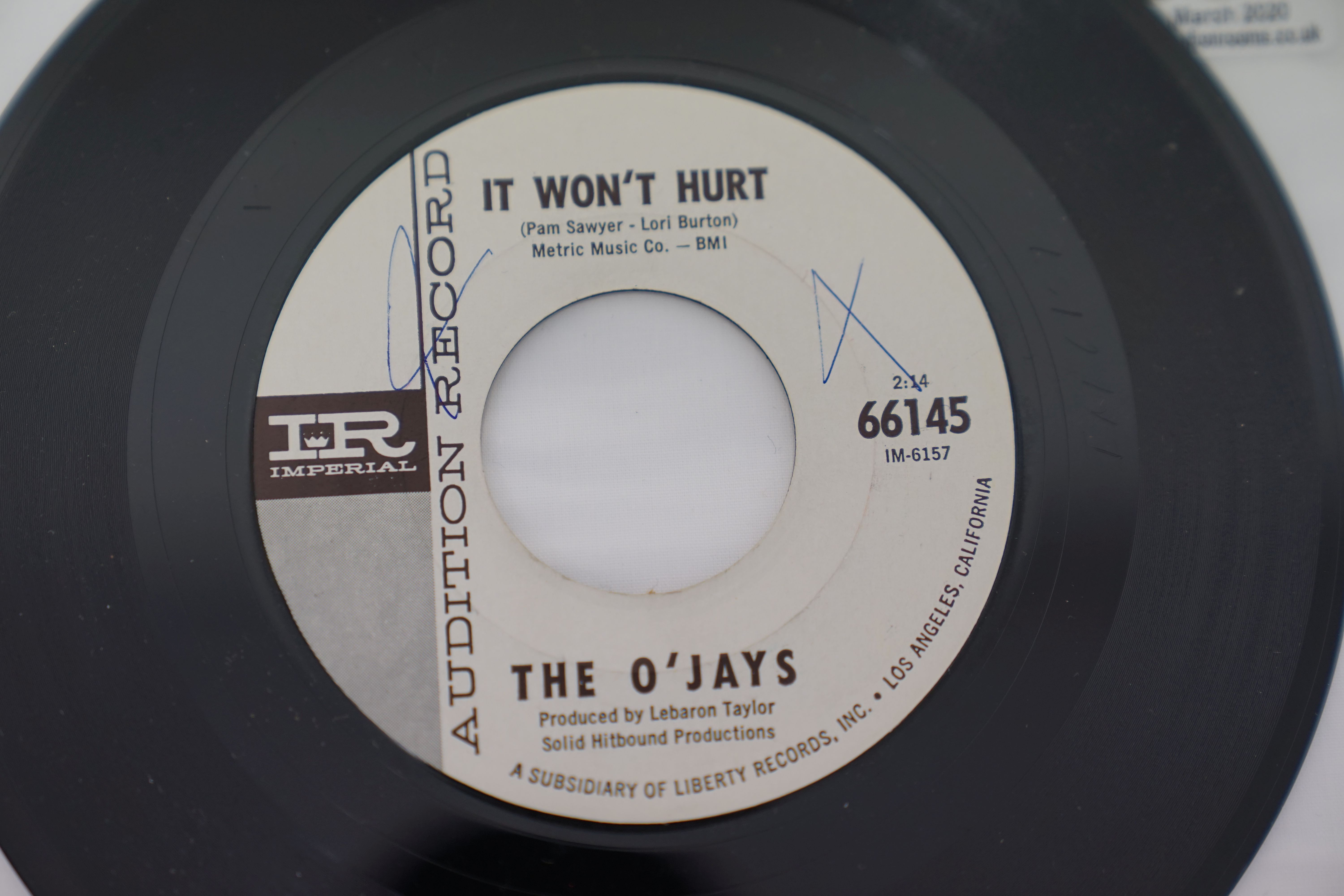 Vinyl - The O'jays - 2 Rare original US 1st pressings Northern Soul Promos on Imperial Records. No - Image 7 of 10