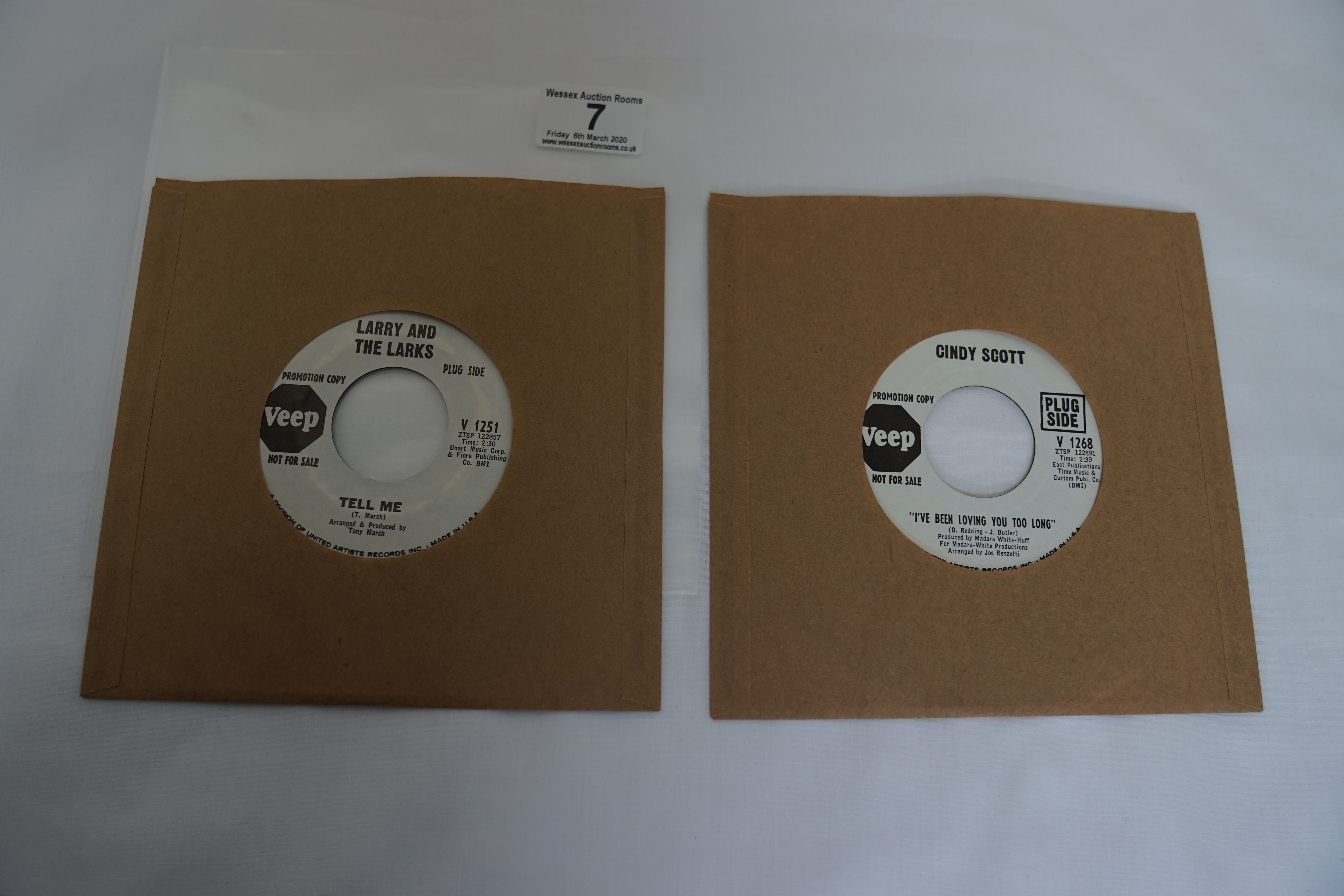 Vinyl - 2 rare original 1st pressing Veep Records Promo US Northern Soul singles - Cindy Scott - I'