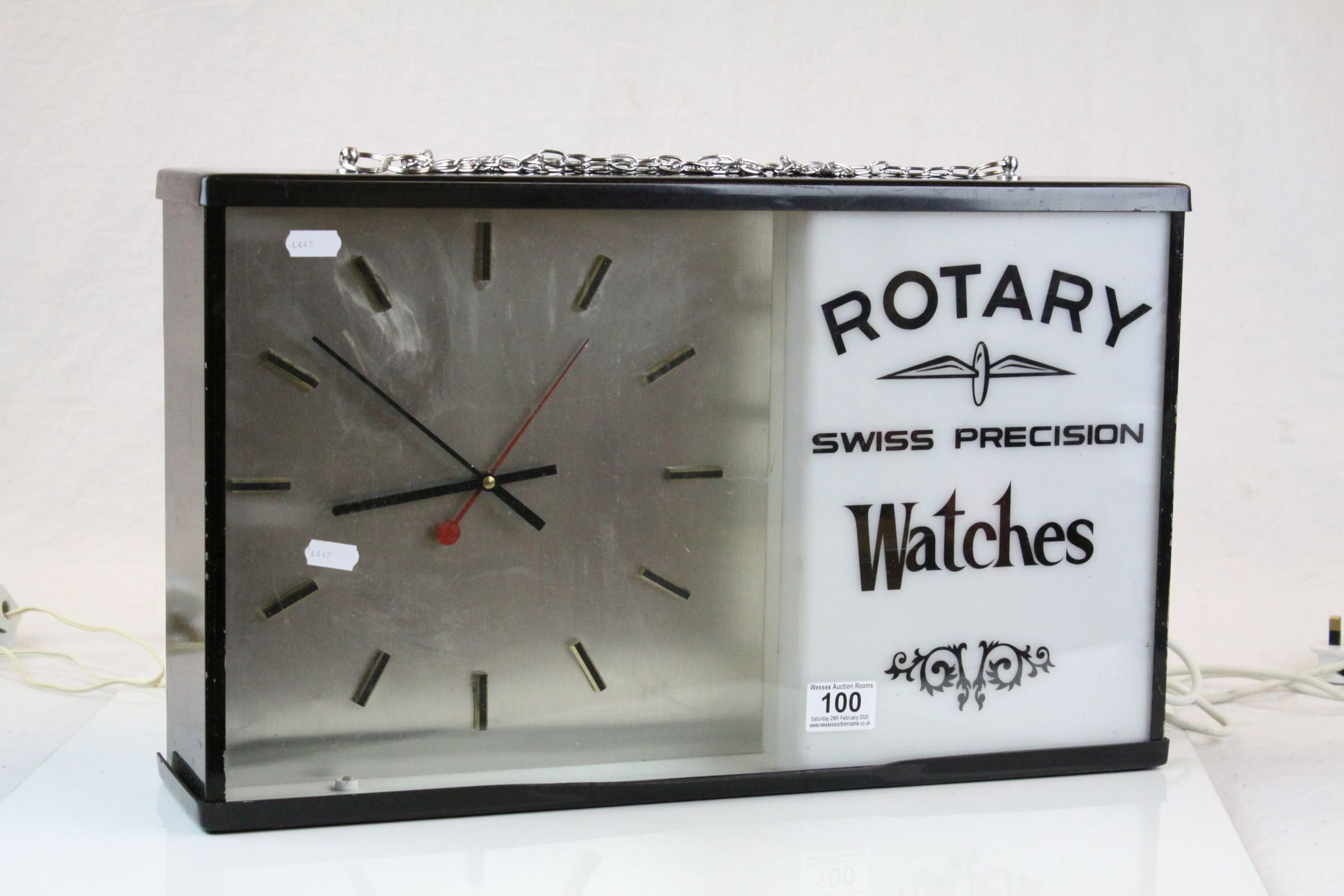 Advertising electric Wall Clock for "Rotary Swiss Precision Watches", measures approx 51 x 31 x - Image 2 of 3