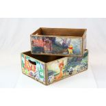 Two wooden crates, decorated with Disney scenes, Bambi & Winnie The Pooh (2)