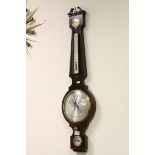 Rosewood & Brass wall Barometer with Silvered dials & maker marked "Upjohn Exeter", approx 99cm in