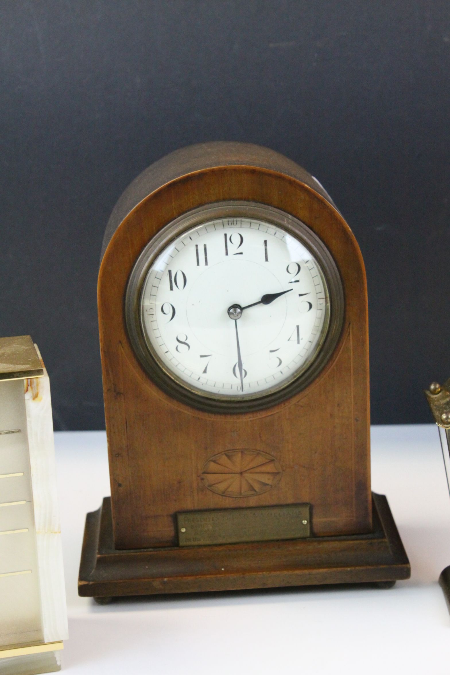 Vintage Wooden Mantle Clock With Inscription Dated 1919 Seiko vintage-wooden-mantle-clock-with-inscription-dated-1919-seiko