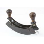 French double bladed Herb Chopper with turned Wooden handles, approx 27cm long