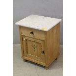 Continental Pine Pot Cupboard with Marble Top and Drawer, 50cms wide x 62cms high