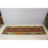 Maimana Kilim Hand Knotted Wool Runner, 204cms x 65cms