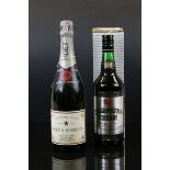 Bottle of Moet & Chandon champagne & a boxed Double Century Celebration cream sherry