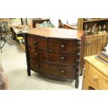 Good Regency Small Chest of Two Short and Two Long Drawers with ring turned pilasters