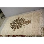 Beige Ground Rug with a pattern of a Celtic Style Cross, 198cms x 122cms