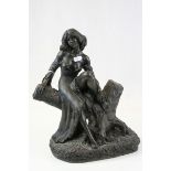 John Letts Limited Edition Sculpture of a Young Woman sat on a Tree Stump, no. 24/125, 37cms high