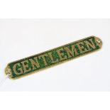 Brass and Green Finished ' Gentlemen ' Sign