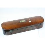 19th Century fitted Mahogany veneer Violin case with recessed Brass carry handle & fittings,