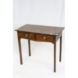 19th century Mahogany Side Table with Two Drawers and raised on square legs, 84cms long x 74cms