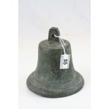 Antique Bronze Bell with Striker, 18cms high