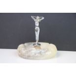 Art Deco alabaster ashtray mounted with a chrome nubile lady, together with a large bronzed