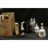Large quantity of commemorative Ales together with two whisky bells with contents