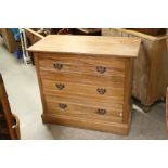 Late 19th / Early 20th century Walnut Chest of Three Long Drawers on Plinth Base, 99cms wide x 83cms