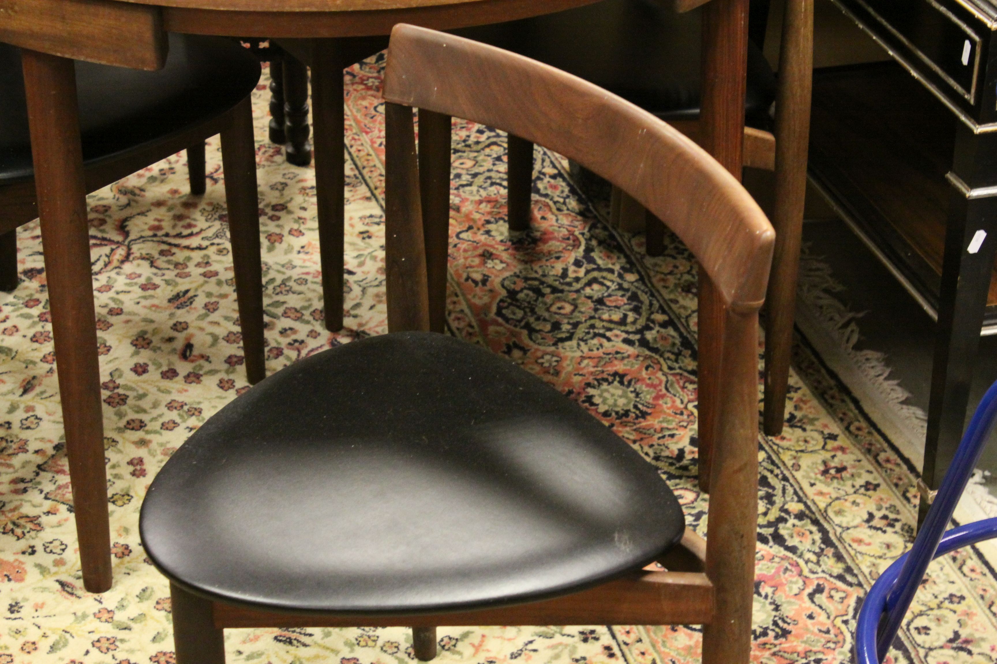 Retro 1960's Danish Teak Circular Dining Table with Glass Top and Four Curved Back matching - Image 2 of 7