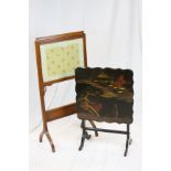 Early 20th century Folding Table decorated with a Japanese Lacquered Scene, 55cms wide together with