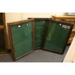 Three Oak Framed Key / Display Cabinets, each with single glazed door, 57cms x 82cms x 4cms deep