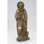 Victorian well carved oak figure of a Christian Saint