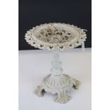 19th century White Painted Pierced Cast Iron Stand, 28cms high