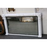 19th century White Painted Overmantle Mirror, 129cms x 77cms