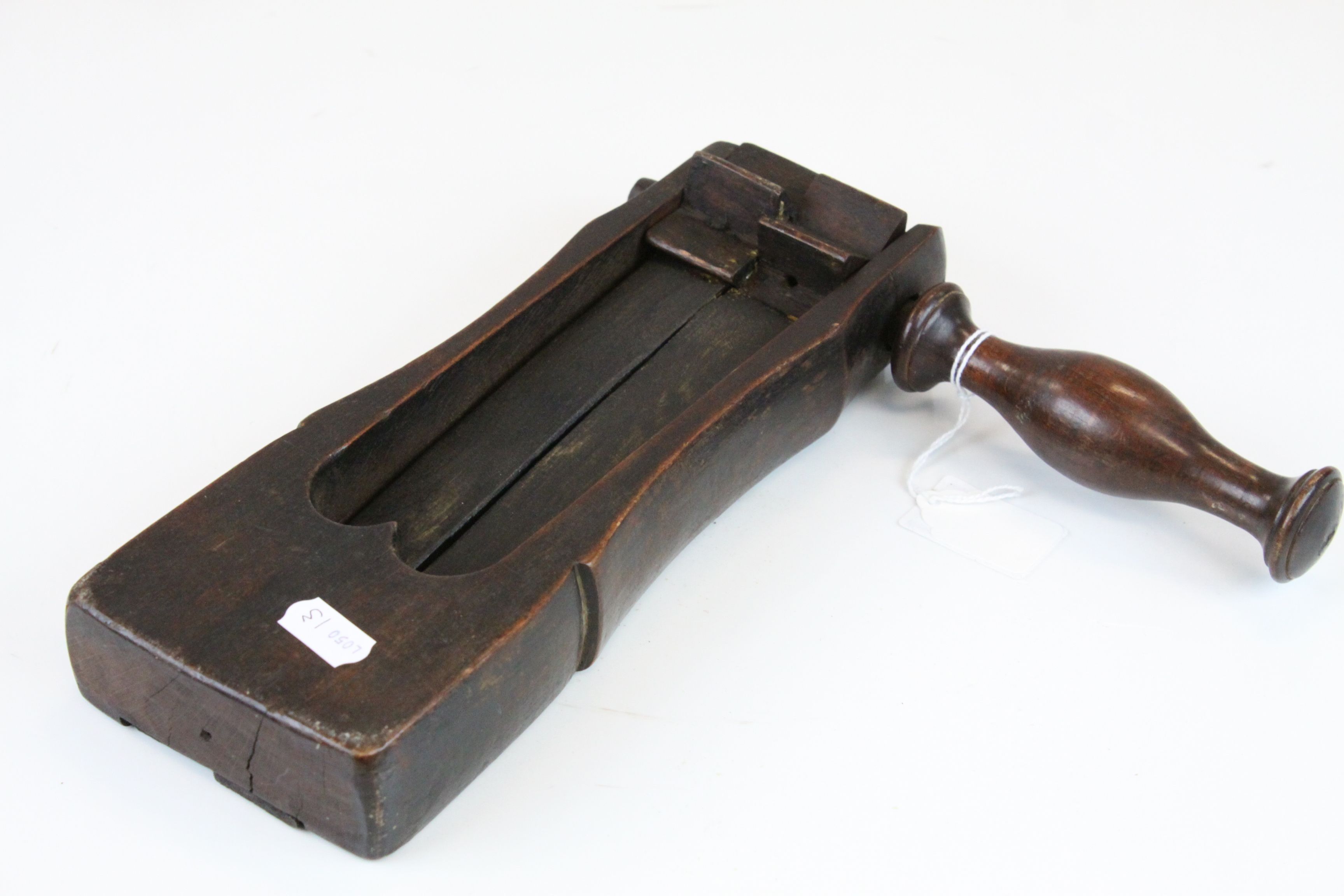 Early 20th century wooden football / bird scaring rattle. - Image 3 of 3