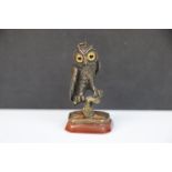 Antique fob seal in the form of an owl with glass eyes