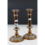 Pair of 19th century plated and copper candlesticks