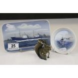 Royal Copenhagen Model of a Squirrel, 6.5cms high together with Royal Copenhagen Pin Tray