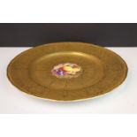 A Royal Worcester gilded and signed fruit pattern cabinet plate.