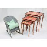 Nest of Three Tables with a Mottled Painted Effect, largest table 57cms wide x 59cms high together