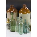 Antique stoneware flagon, similar bottle, two ginger beer bottles North & Co Chard & Lawrence of