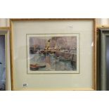 Maria Sophie Ludlow - 20th century watercolour, ferry scene with figures, unsigned but labelled