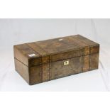 19th century antique burr walnut writing slope with banded inlaid decoration and fitted interior